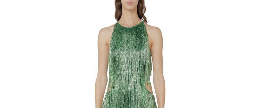 the intricate beadwork on dresses